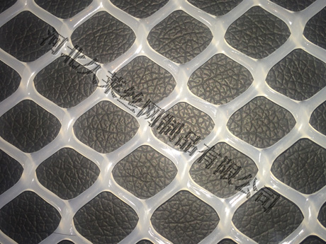 塑料平网（又名塑料养殖网）是塑料原料在挤出机中受热熔融，经螺杆挤出，进入一个设有若干小孔的内外模口的特殊旋转机头，熔融的塑料流经模口孔隙形成二股熔融料丝，因机头旋转，二股料丝间断汇合于一点，从而形成网